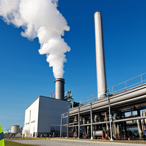Home 6 **
"A modern industrial facility exterior, showing steam or heat being captured from exhaust stacks and directed into a power generation system. Focus on clean technology integration with existing infrastructure. Professional engineers overseeing the setup. Sky is visible. Fully clothed, appropriate content, safe for work, perfect anatomy, natural proportions, professional, family-friendly, well-formed hands, proper finger count."
**